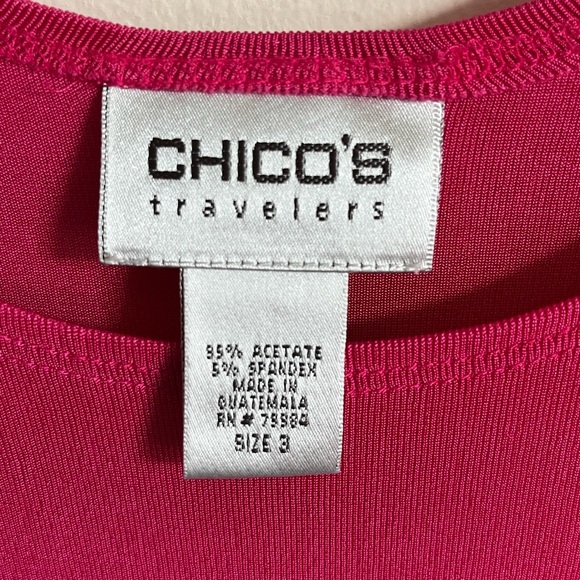 Chico's Travelers Hot Pink Knit Stretch Sleeveless Tank Scoop Neck Top Sz 3/XL - Picture 2 of 11